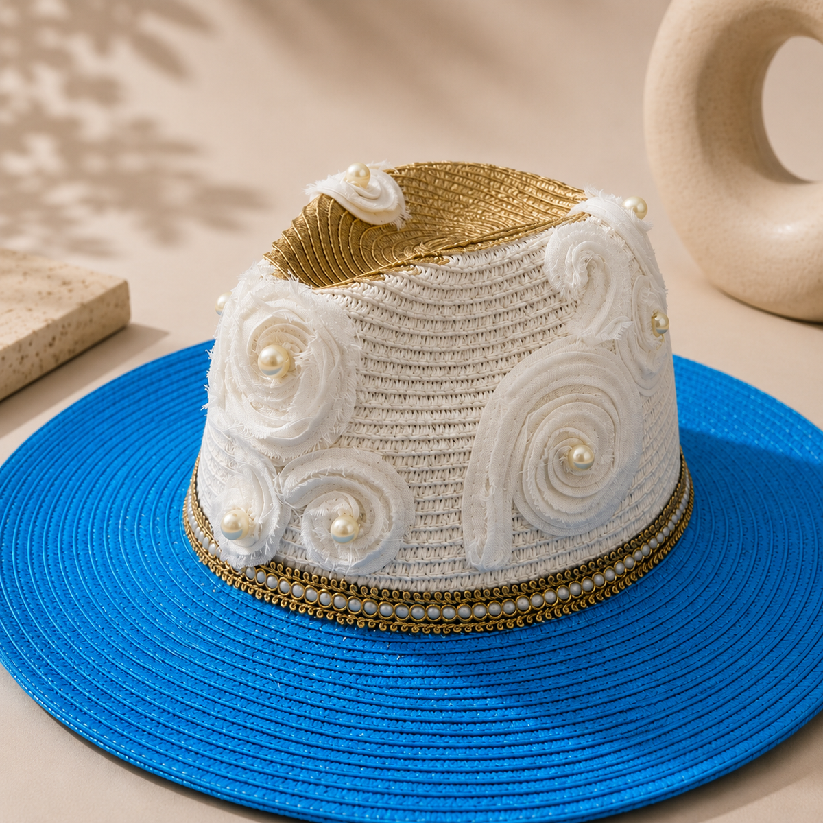 Blue Pearl Straw Hat