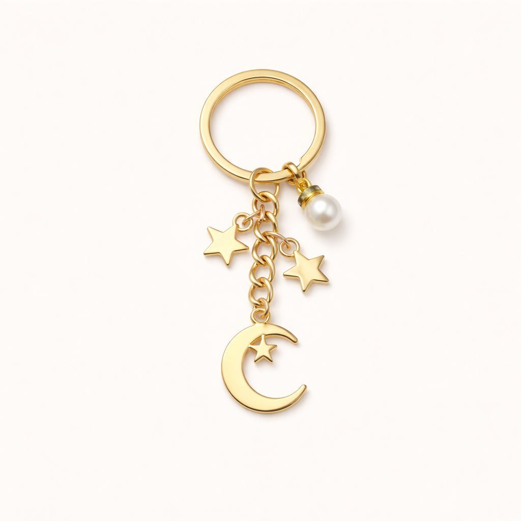 Moon Keychain - Gold