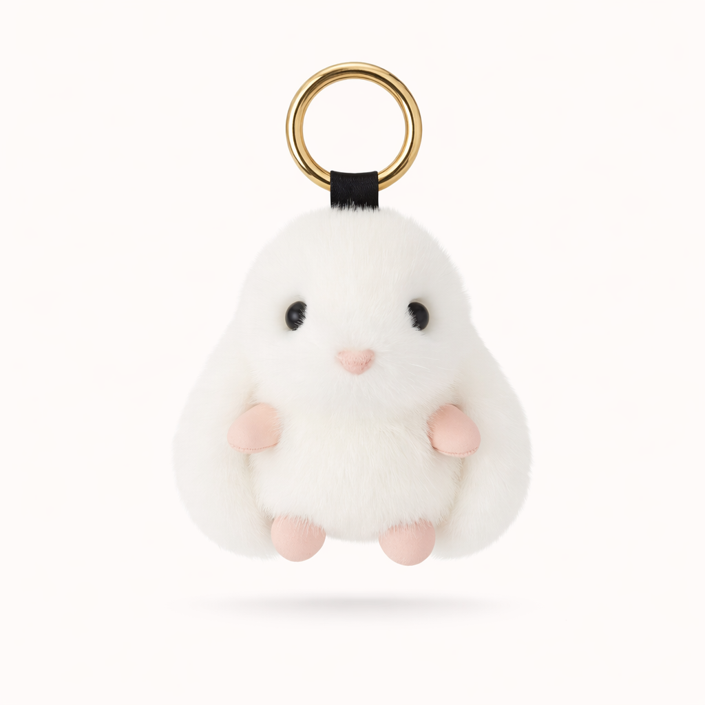 Fluffy Bunny Charm - White