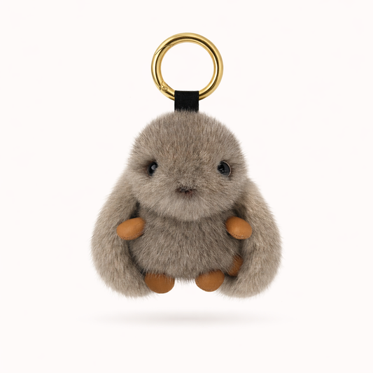 Fluffy Bunny Charm - Gray