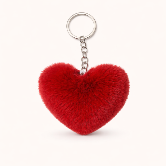 Plush Heart Keychain - Dark Red