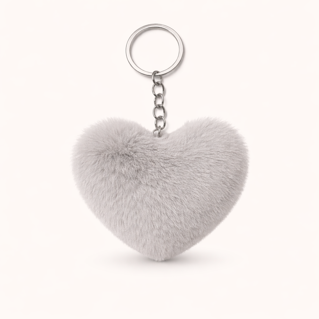 Plush Heart Keychain - Grey