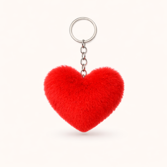 Plush Heart Keychain - Red