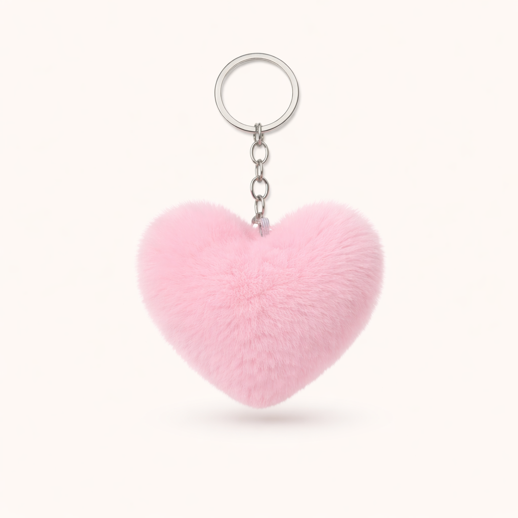 Plush Heart Keychain - Pink