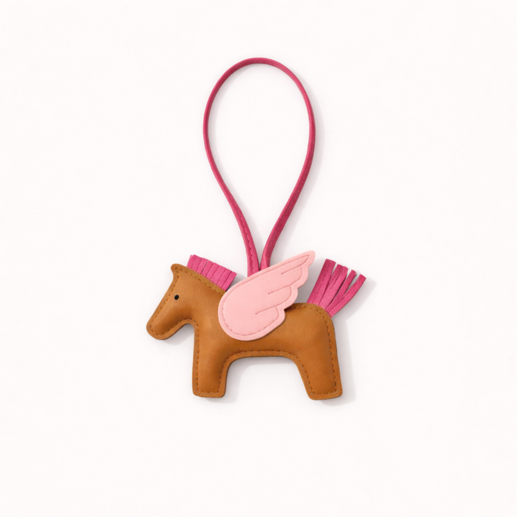 Flying Horse Charm – Brown/Pink
