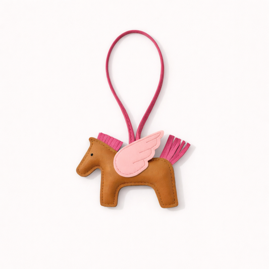 Flying Horse Charm – Brown/Pink