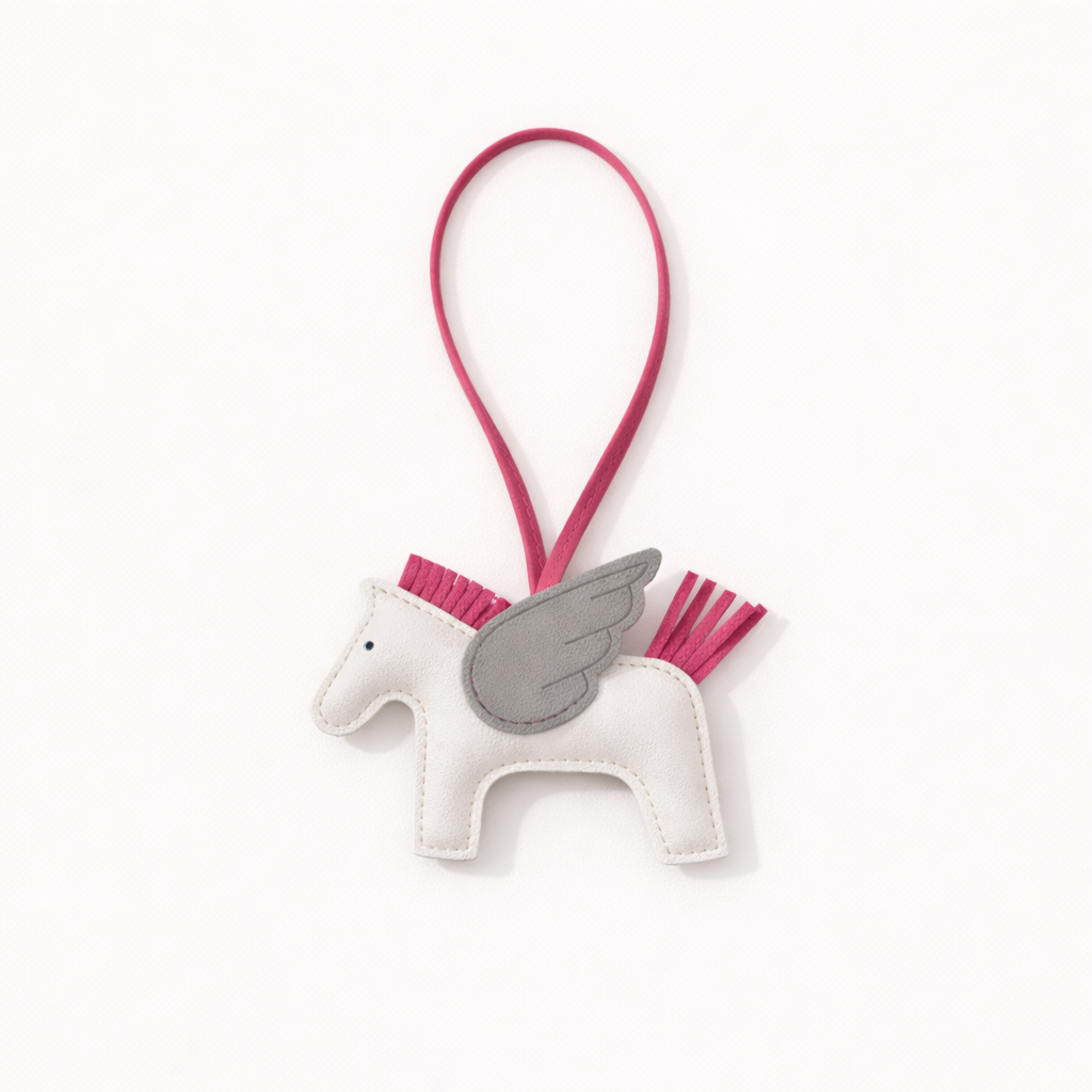 Flying Horse Charm – White/Pink