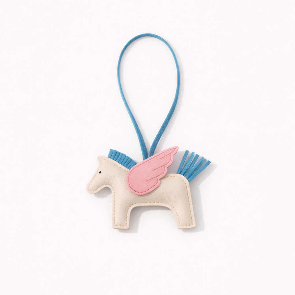Flying Horse Charm – Off White/Blue