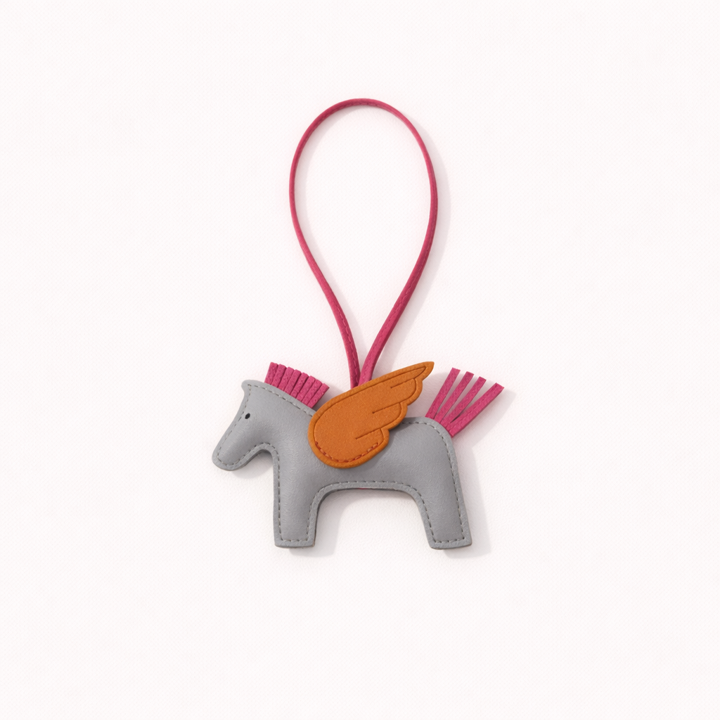 Flying Horse Charm – Gray/Pink