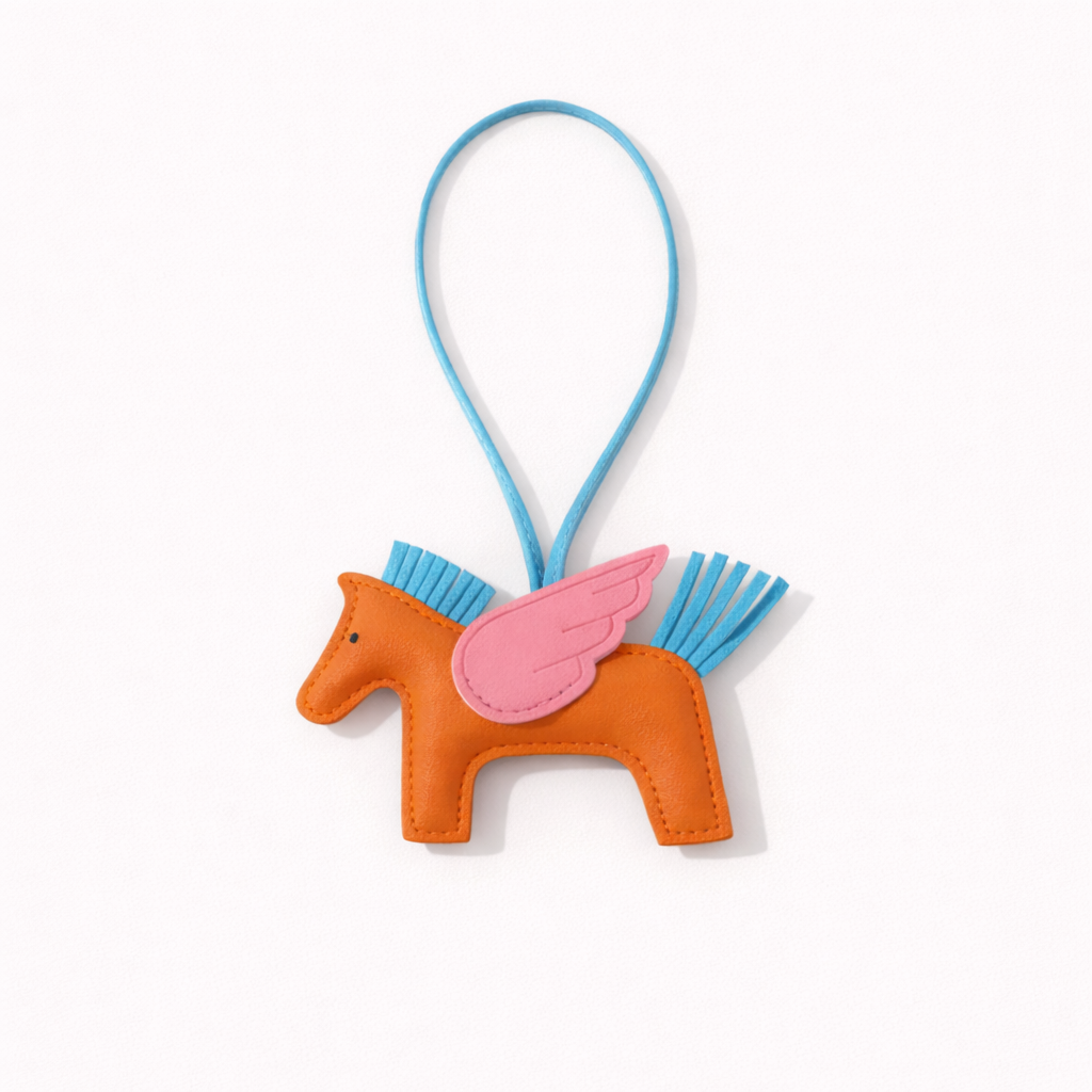 Flying Horse Charm – Orange/Blue