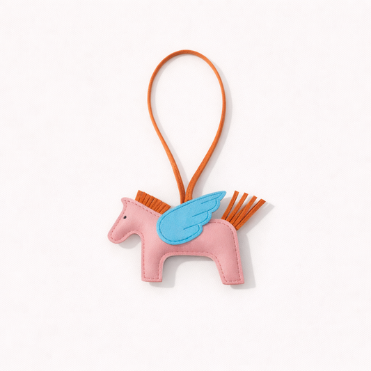 Flying Horse Charm – Light Pink/Blue