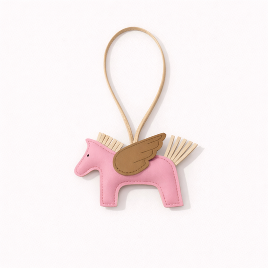 Flying Horse Charm – Light Pink/Brown