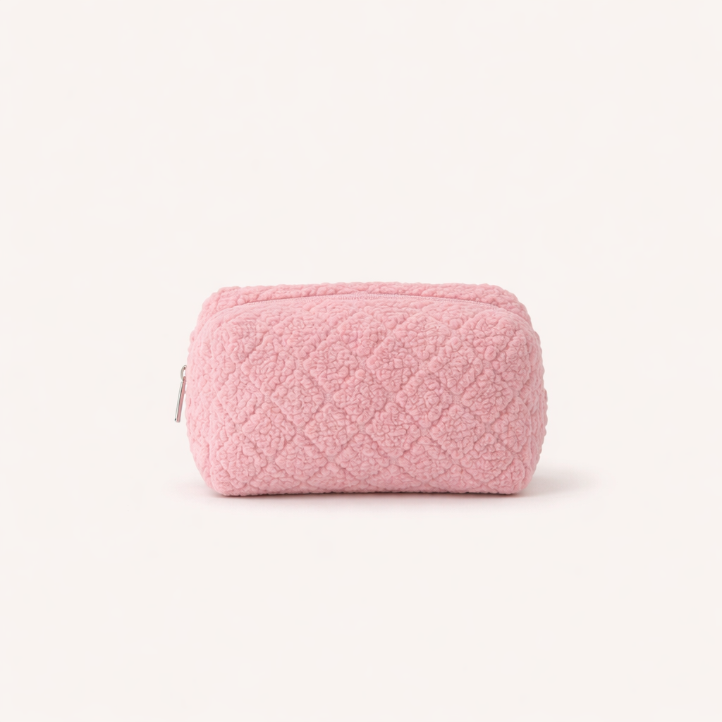 Puffy Diamond Makeup Pouch - Pink