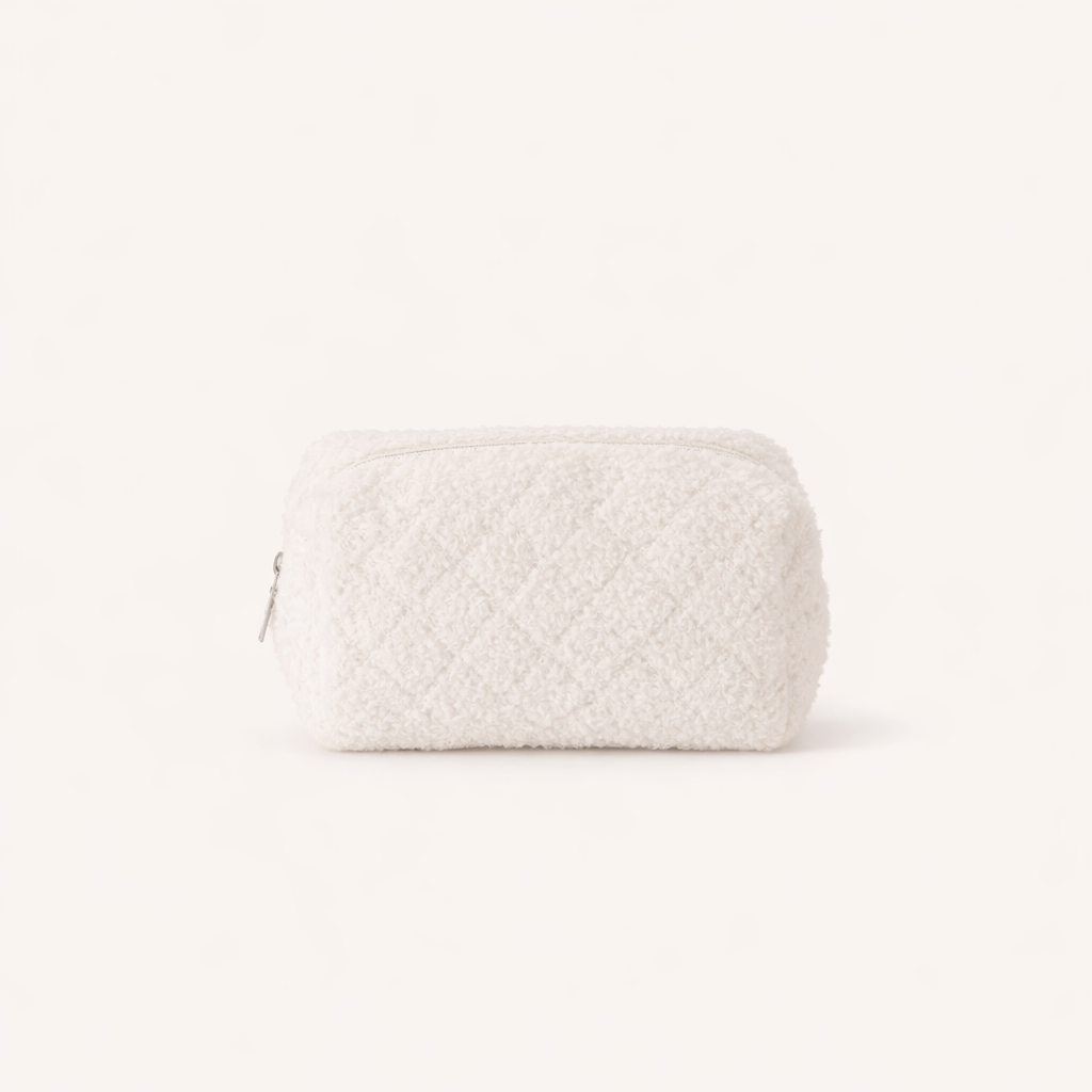 Puffy Diamond Makeup Pouch - White