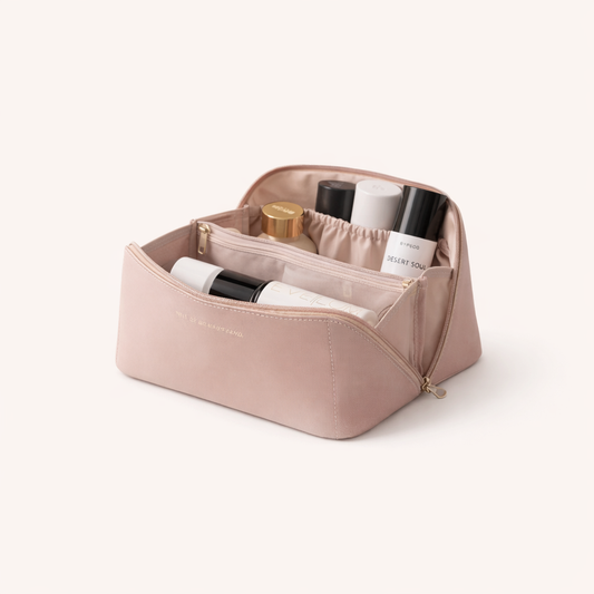 Flat Opening Makeup Pouch - Pink