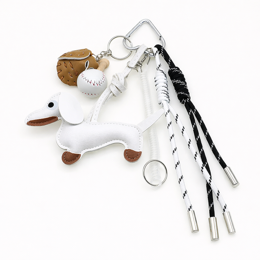 Dachshund & Baseball Stack - White