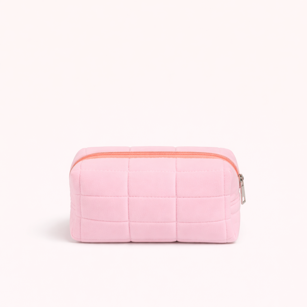 Quilted Makeup Pouch - Light Pink