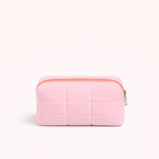 Quilted Makeup Pouch - Light Pink