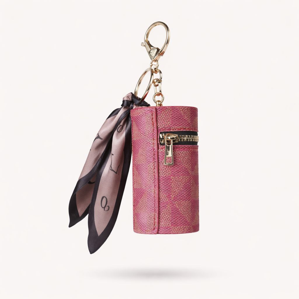 Checkered Lipstick Charm - Pink