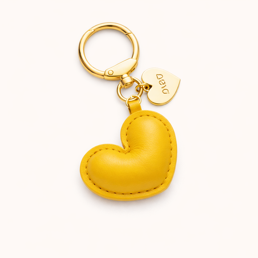 Mini Leather Heart Charm - Yellow