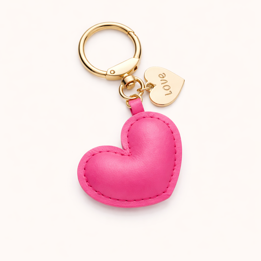 Mini Leather Heart Charm - Magenta