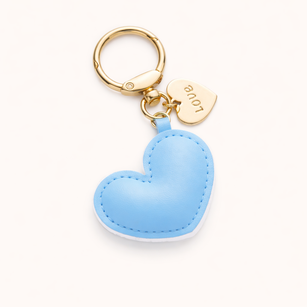 Mini Leather Heart Charm - Light Blue