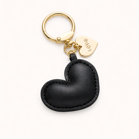Mini Leather Heart Charm - Black