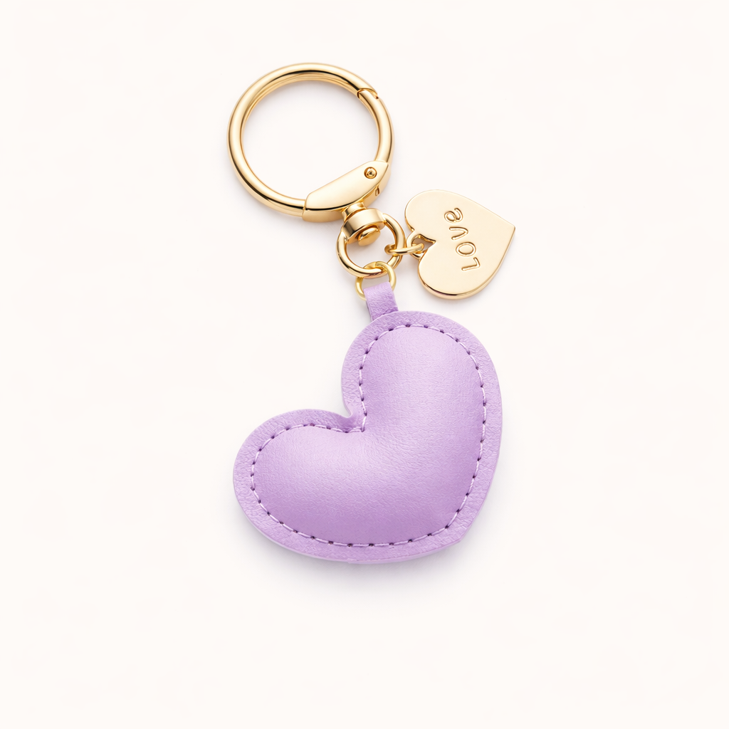 Mini Leather Heart Charm - Purple
