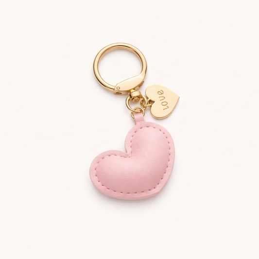 Mini Leather Heart Charm - Pink