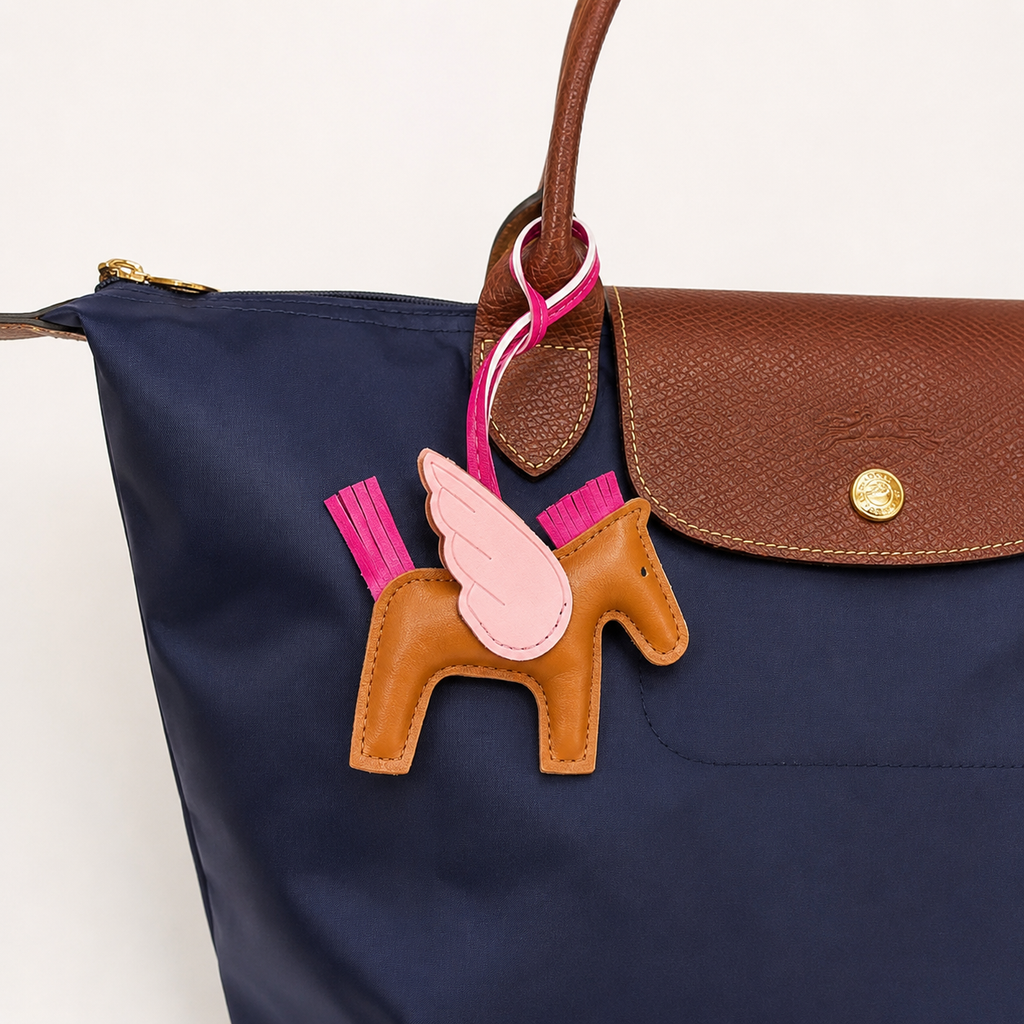 Flying Horse Charm – Brown/Pink