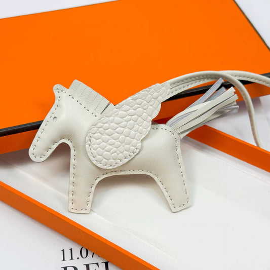 Leather Horse Charm - White