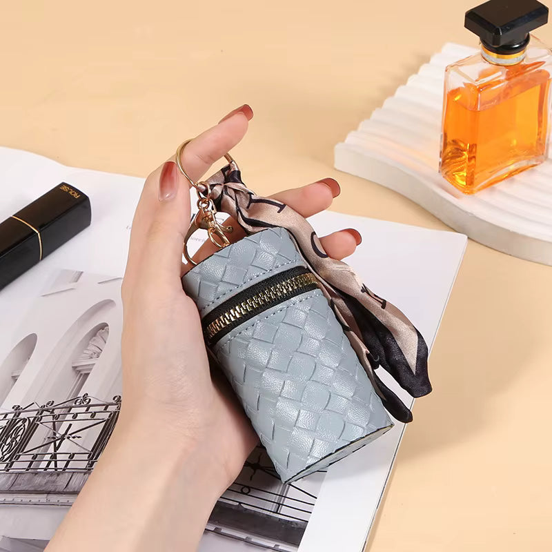 Woven Lipstick Bag Charm - Blue