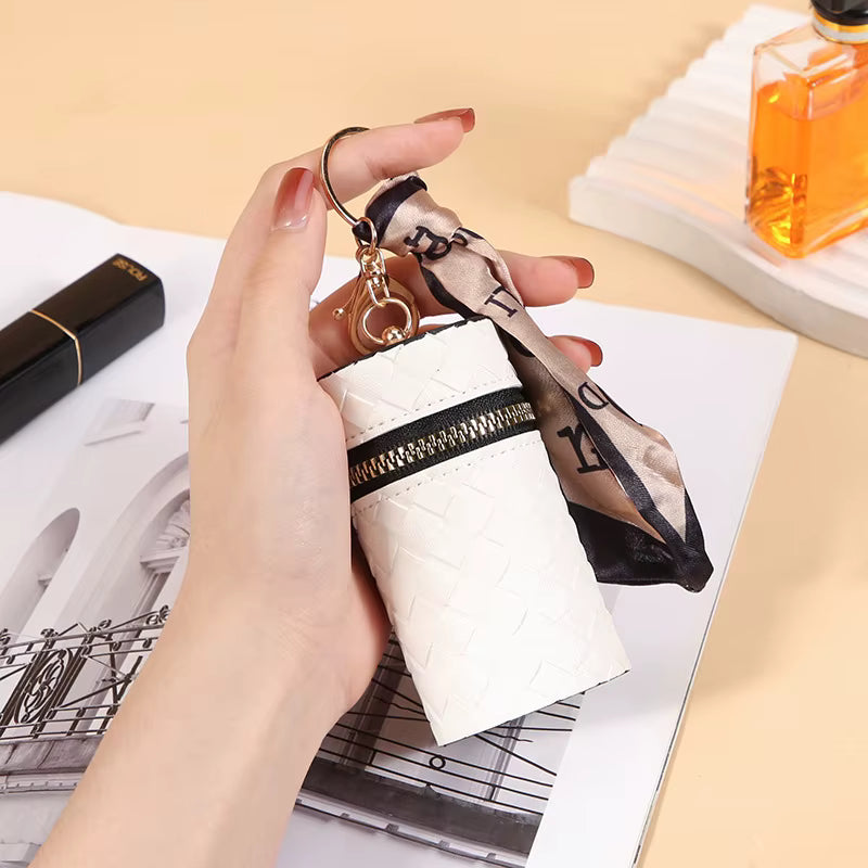 Woven Lipstick Bag Charm - White