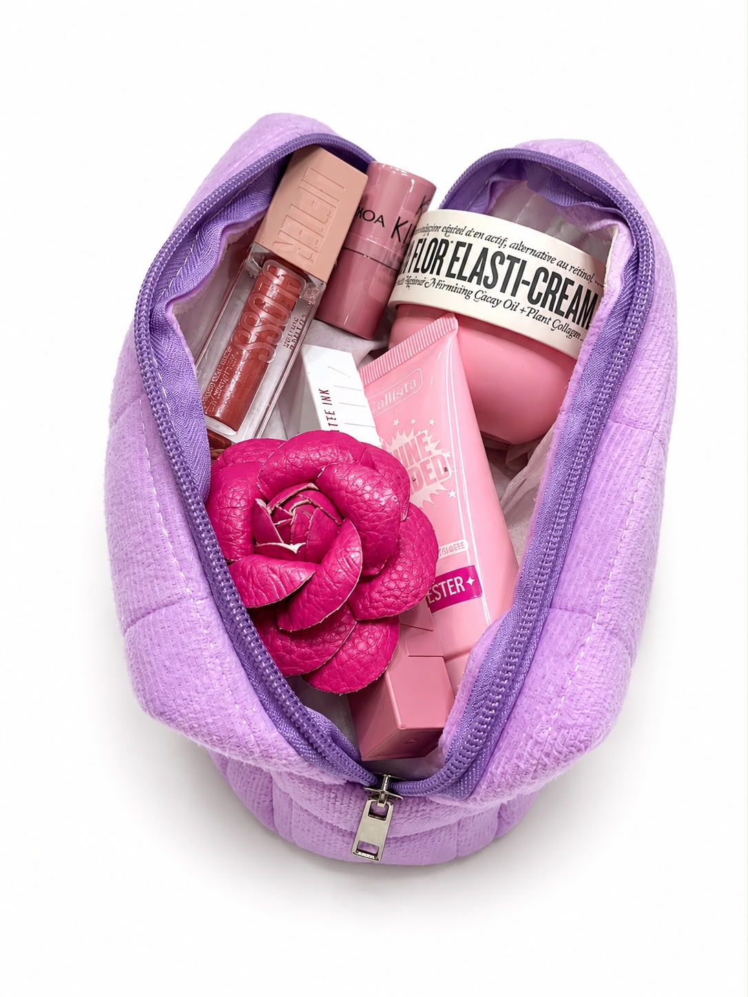 Quilted Makeup Pouch - Purple